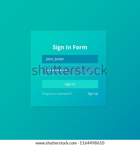 Login screen and Sign In form template for mobile app or website design. UI, UX, user interface and experience