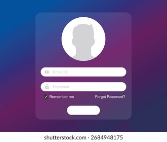 Plantilla de diseño de interfaz de usuario de pantalla de Inicio de sesión con efecto de vidrio esmerilado | Formulario de Inicio de sesión moderno para Sitio web, App, móvil, página de Iniciar sesión, correo electrónico y entrada de Contraseña
