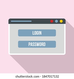 Login secured window icon. Flat illustration of login secured window vector icon for web design
