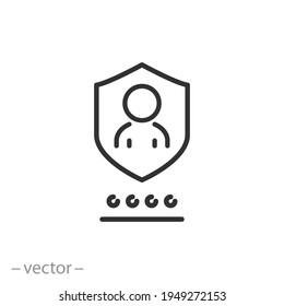 login security icon, access user account, people privacy, protect member social, password for unlock, thin line symbol on white background - editable stroke vector eps10