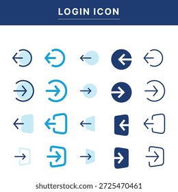 Ícone de logon e entrada definido. Símbolos de direção de entrada, saída e seta para ilustração de vetor de interface móvel e Web