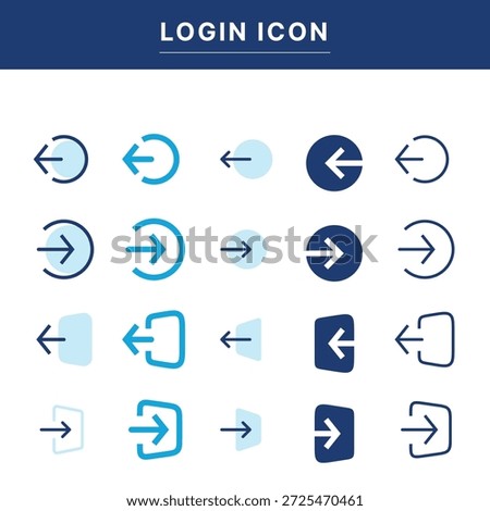 Login and sign in icon set. Enter, exit, and arrow direction symbols for web and mobile interface vector illustration