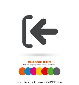 Login sign icon. Sign in symbol. Arrow. Classic flat icon. Colored circles. Vector