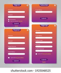 Login, Sign In, Sign up and Subscribe Forms stock illustration svg