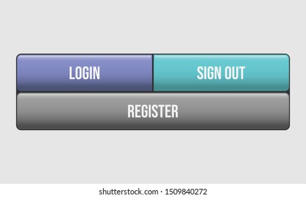 Login, sign out, and register web button icon vector. navigation bar web button vector