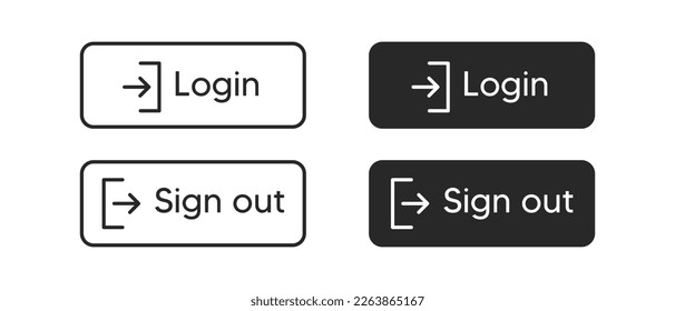 Login and sign in vector icon set. Login and sign in button template symbol. Register form for website
