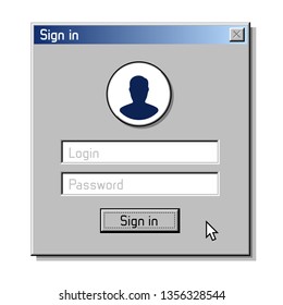 Login, Sign-In Web Form in Style of Old, Retro Operating System