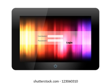Login Tablet PC on white background