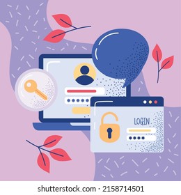 login template with laptop icon