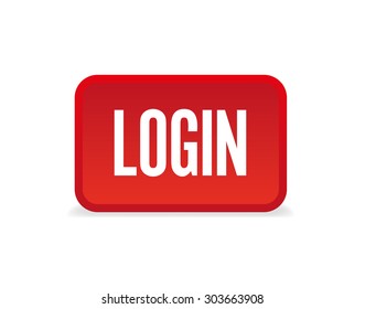 Login three-dimensional square button isolated on white background