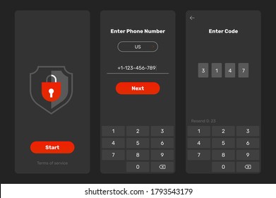 Login UI Interface Design Concept Set. Sign In Screen. Mobile App User Interface Design Concept. Login Sign In Screen Form Box UI Web Template With Username And Password Fields. Vector Illustration