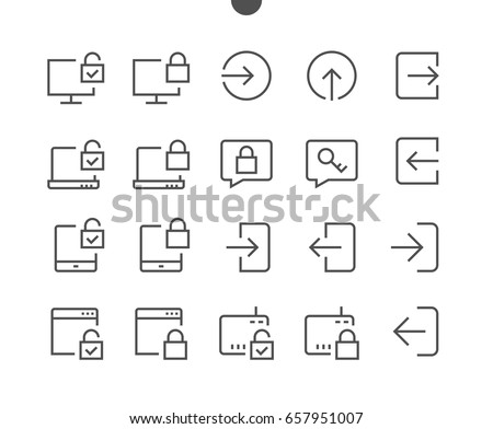 Login UI Pixel Perfect Well-crafted Vector Thin Line Icons 48x48 Ready for 24x24 Grid for Web Graphics and Apps with Editable Stroke. Simple Minimal Pictogram Part 3-3