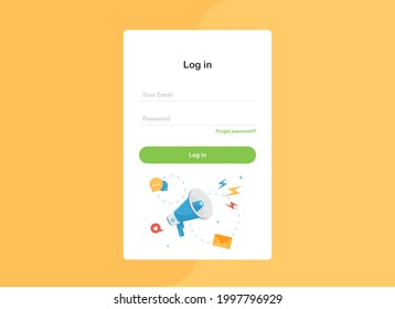 Login ui ux design concept and illustration. Landing page template with email and password in flat design