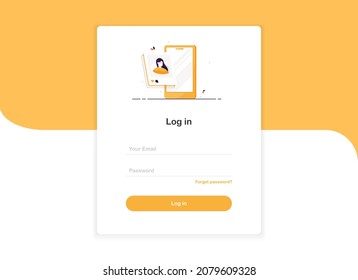 Login ui ux design concept and illustration. Landing page template with email and password in flat design