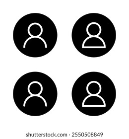 Login user avatar icon on black circle. Profile account sign symbol