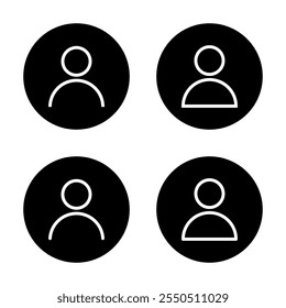 Login user avatar icon set on black circle. Profile account sign symbol