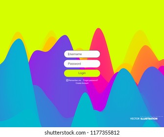 Login user interface. Modern screen design for mobile app and web design. Gradient background. Website element. Vector illustration. 