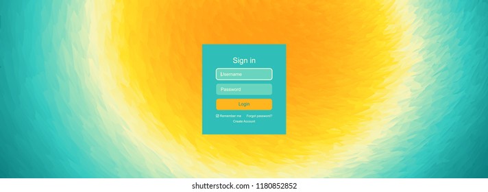 Login user interface. Modern screen design for mobile app and web design. Gradient background. Website element. Vector illustration. 