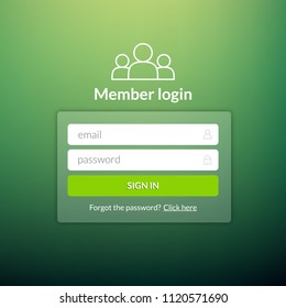 Login user interface. Sign in web element template window. Business website modern ui.