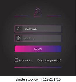 Login user interface. Sign in web element template window. For Website, Mobile, Computer, Application etc. Vector illustration. login template. Violet & pink & blue gradient