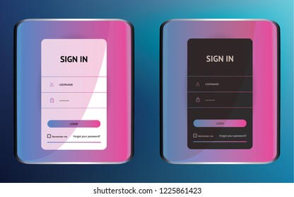 Login user interface. Sign in web element template window. For Website, Mobile, Computer, Application etc. Vector illustration. login template on your device. Mockup.  Colorful gradient