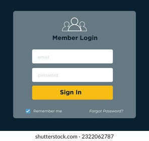 Login user interface. Sign in web element template window. Business website modern ui design