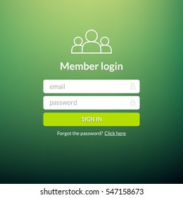 Login user interface. Sign in web element template window. Business website modern ui.