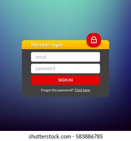 Login user interface. Sign in web element template window. Business website modern ui