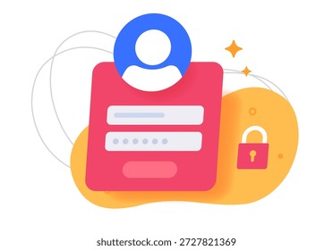 Login user password authentication modern vector graphic design, secure account signin, profile registration signup concept for web site, internet log in website technology image clip art