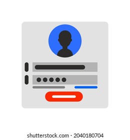 Login user vector illustration password sign web page design icon. Internet interface with login user access authentication registration login user. Safety protection login user form application icon