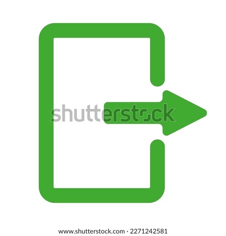Login vector icon. Green door with right arrow vector. Evacuation icon. Door opening direction vector.