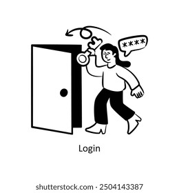 Login vector outline style Design Vector Stock illustration. 