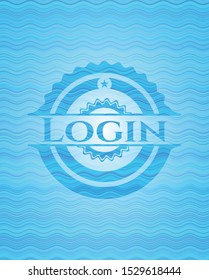 Login water concept badge. Vector Illustration. Detailed.