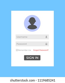 Login web page mock template. Registration account window webpage banner application app concept. Vector flat cartoon graphic design element isolated icon
