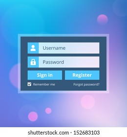 Login website template flat design on abstract background