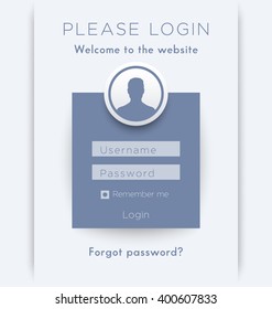 Login window concept with man icon, login page template, vector illustration