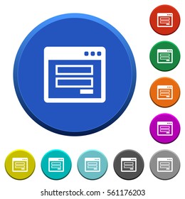 Login window round color beveled buttons with smooth surfaces and flat white icons