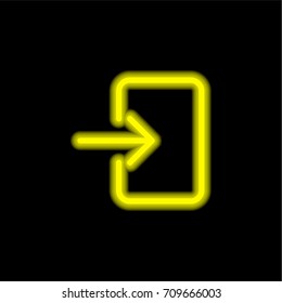 Login yellow glowing neon ui ux icon. Glowing sign logo vector