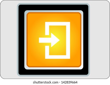 login yellow square web icon on grey background