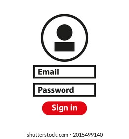 Loggen Sie sich in Ihr Profil ein. Passwort und Login. Vektorgrafik
