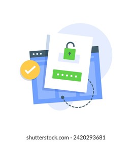 login,secure notice login verification,Login form page with lock and password. Safety verification, user authorization, web security concept