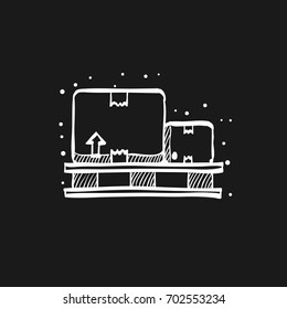 Logistic box icon in doodle sketch lines. Delivery, storage, shipping, cargo 