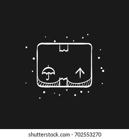 Logistic box icon in doodle sketch lines. Delivery, storage, shipping, cargo 