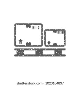 Logistic box icon in grunge texture. Vintage style vector illustration.