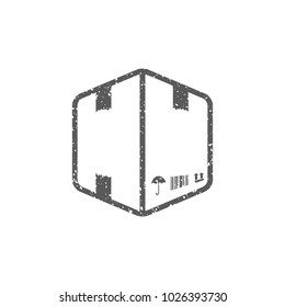 Logistic box icon in grunge texture. Vintage style vector illustration.