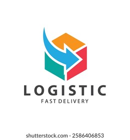 Logistic box logo  delivery logo  fast delivery template design and simple design