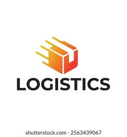 Logistic box logo. Fast delivery logo template design