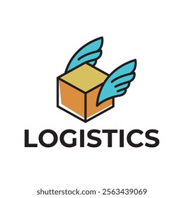 Logistic box logo. Fast delivery logo template design