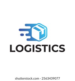 Logistic box logo. Fast delivery logo template design