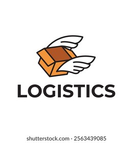 Logistic box logo. Fast delivery logo template design